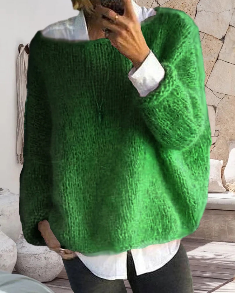Puszysty Sweter z Odkrytymi Ramionami