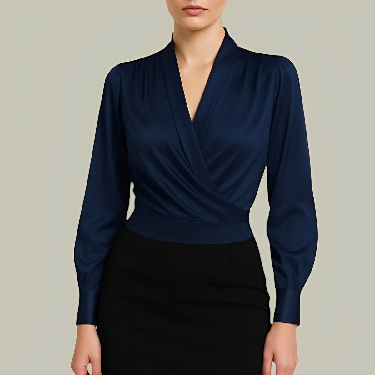 Elegancka bluzka kopertowa z długim rękawem