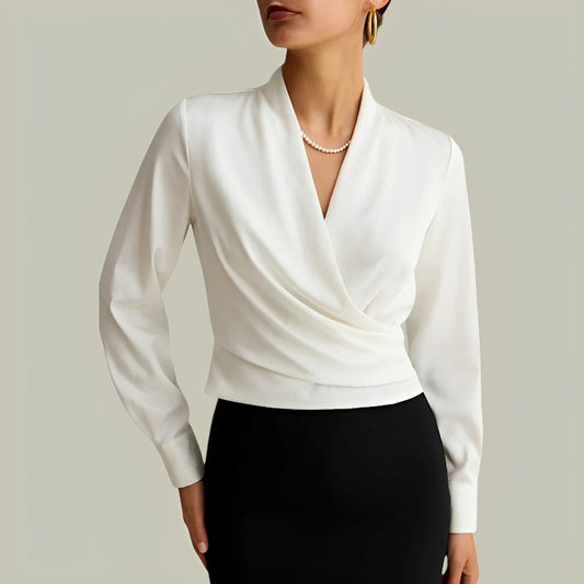 Elegancka bluzka kopertowa z długim rękawem