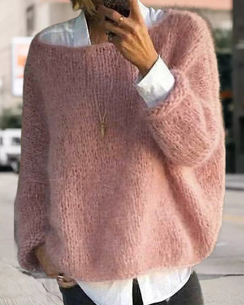 Puszysty Sweter z Odkrytymi Ramionami