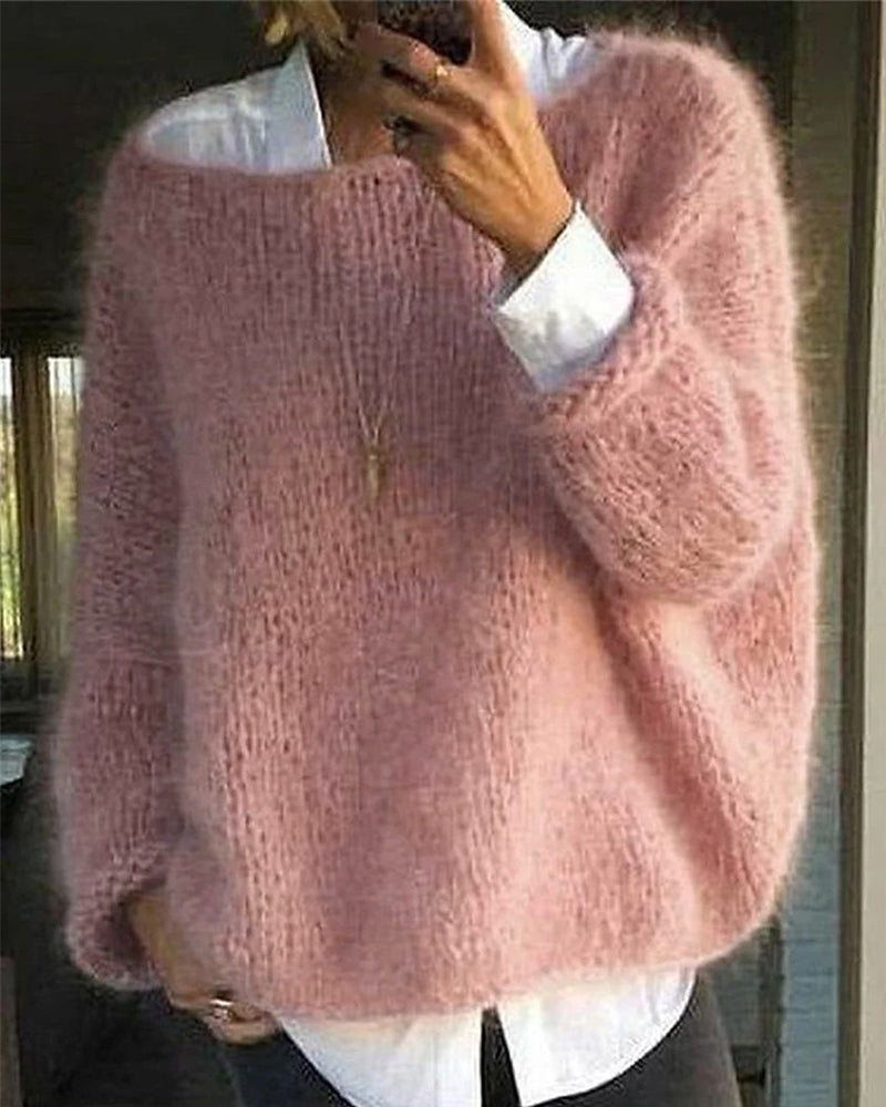 Puszysty Sweter z Odkrytymi Ramionami