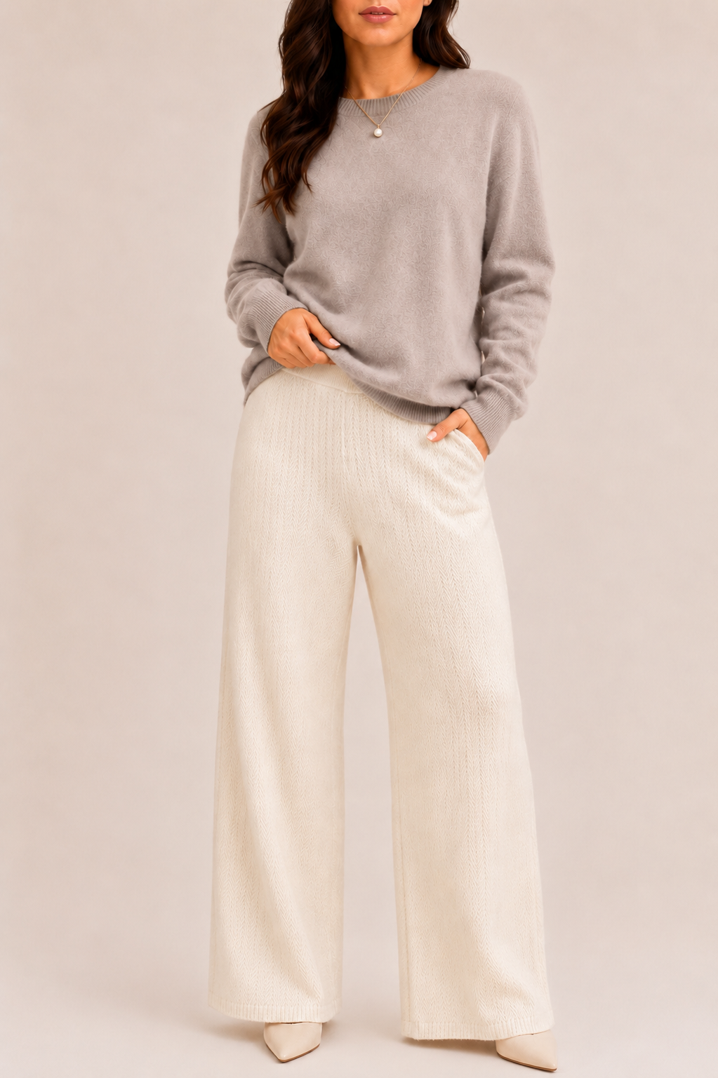 Sweter premium kamienny