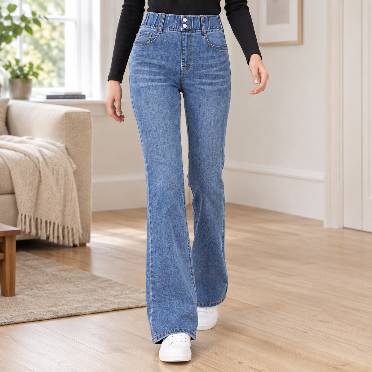 Jeansy Bootcut z Wysokim Stanem