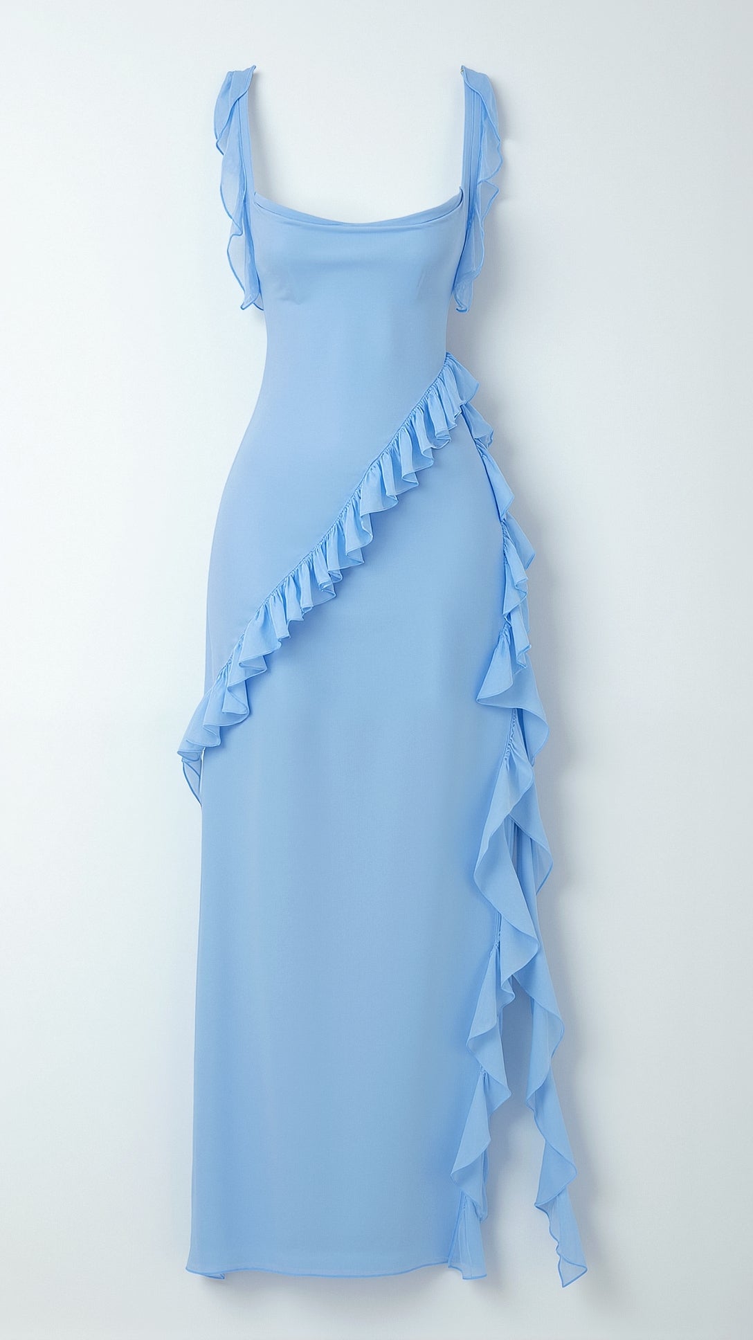 Elegancka Sukienka Maxi z Falbankami