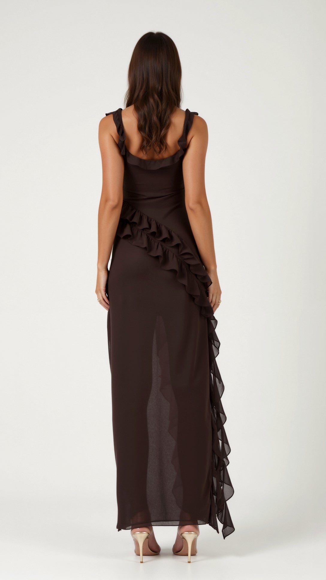 Elegancka Sukienka Maxi z Falbankami