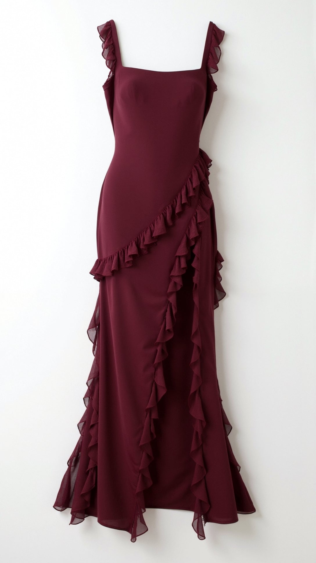 Elegancka Sukienka Maxi z Falbankami