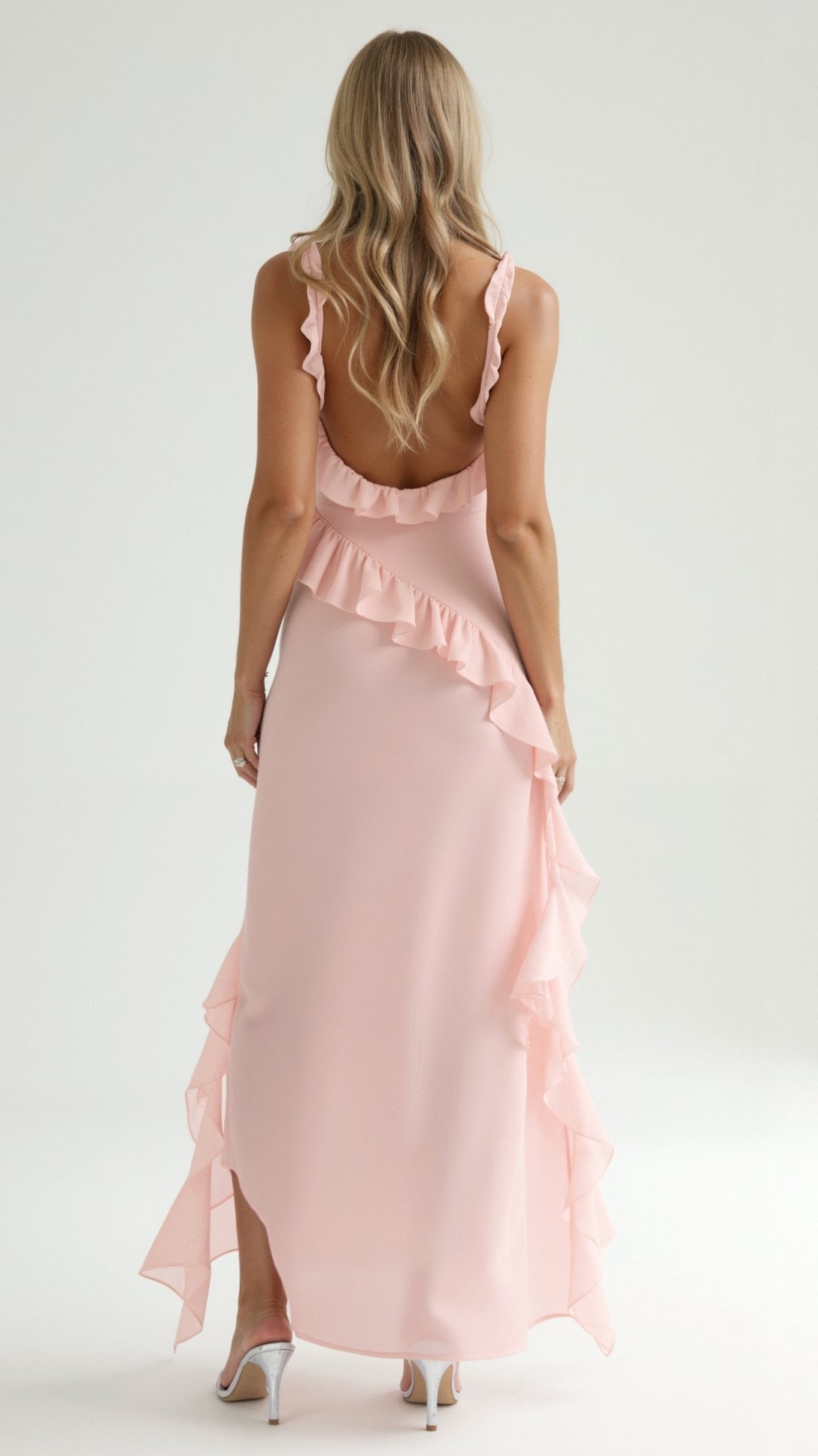 Elegancka Sukienka Maxi z Falbankami