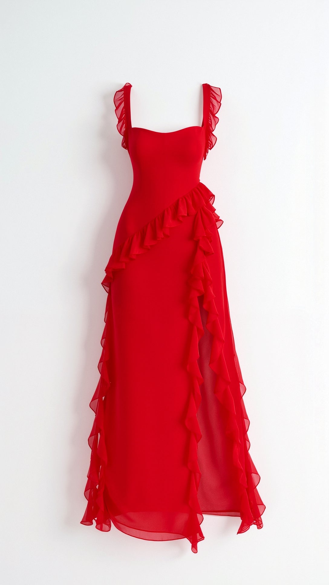 Elegancka Sukienka Maxi z Falbankami